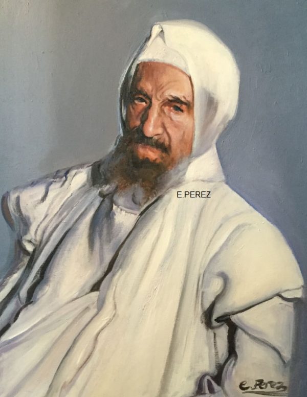 Baba Sali in White — oil portrait by Esther Perez