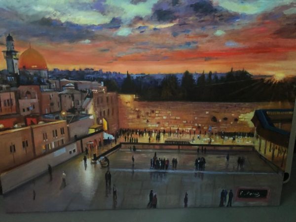 The Kotel at Sunset — oil portrait by Esther Perez