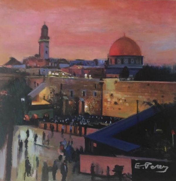 The Kotel at Dusk — oil portrait by Esther Perez